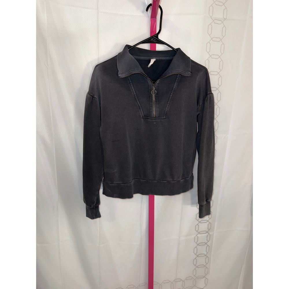 Daily‎ Practice by Anthropologie Charcoal Gray Quarter Zip Pullover Sweatshirt